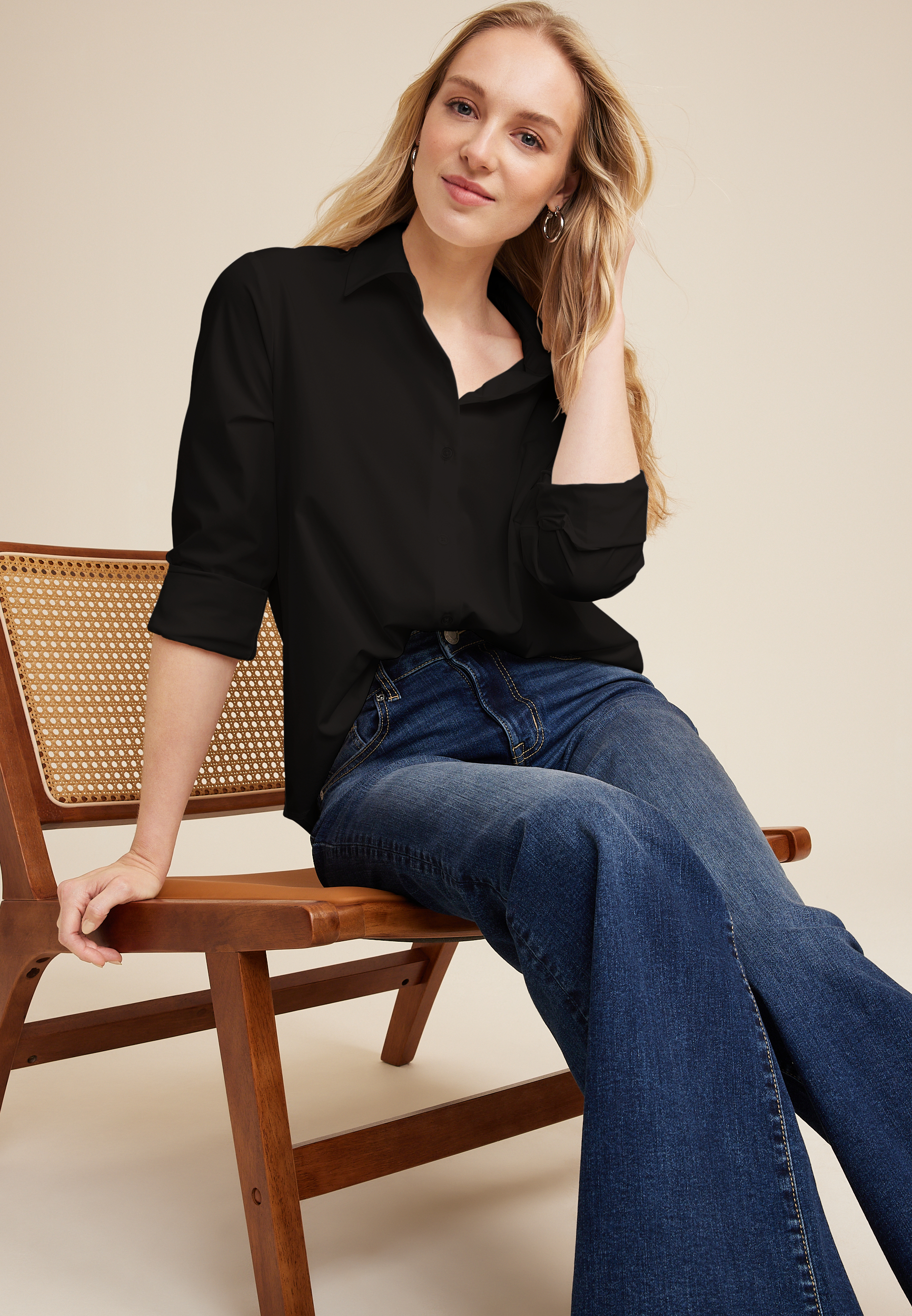 Winona Stretch Button Down Blouse
