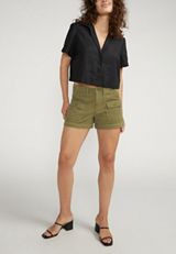 Silver Jeans Co.&reg; Utility Corduroy High Rise 3in Short, GREEN, small