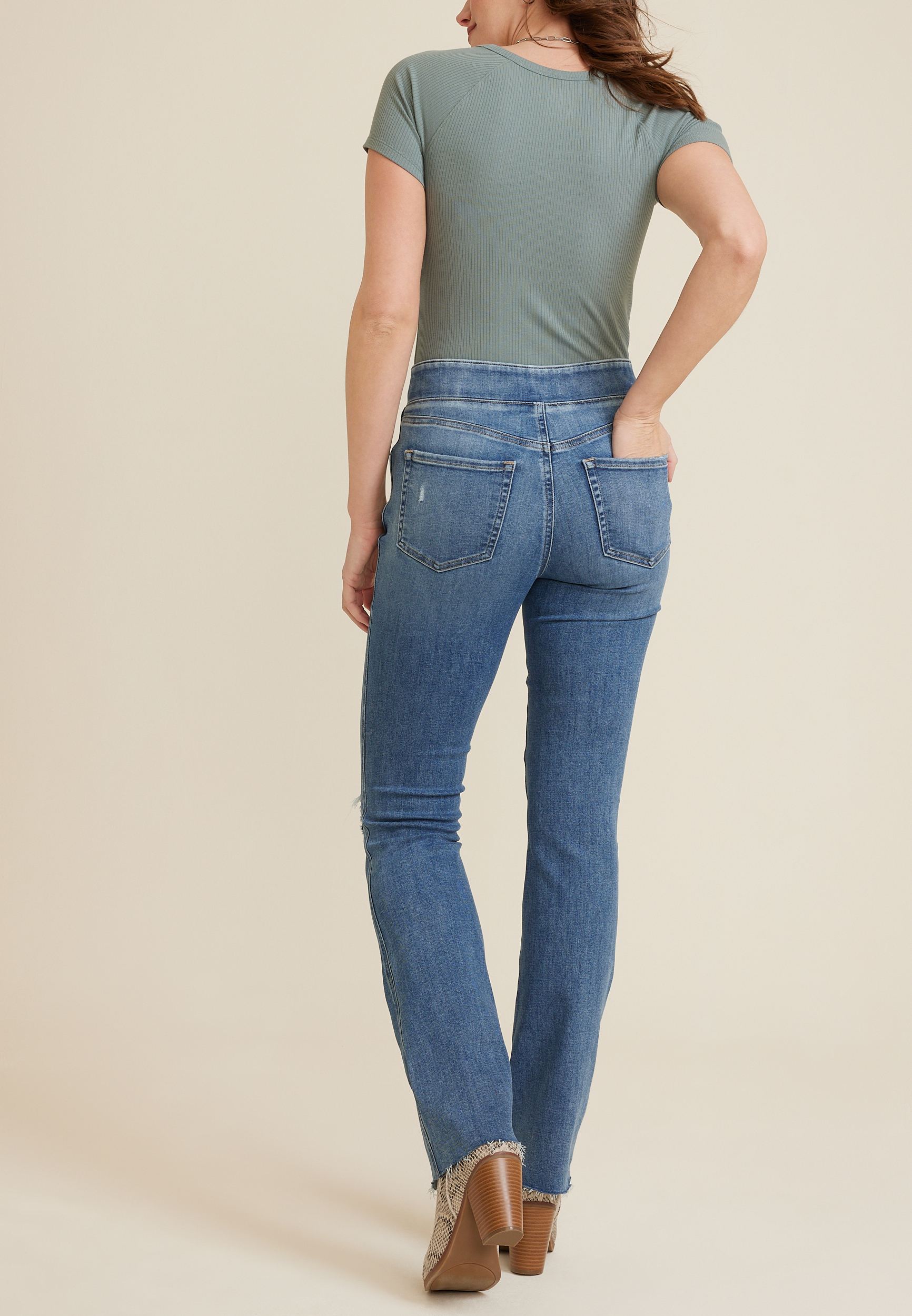 m jeans by maurices&trade; Cool Comfort Crossover High Rise Ripped Slim Boot Jean, C3337, large
