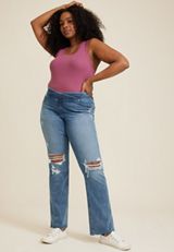 Plus Size m jeans by maurices&trade; Cool Comfort Crossover High Rise Ripped Slim Boot Jean, C3337, small