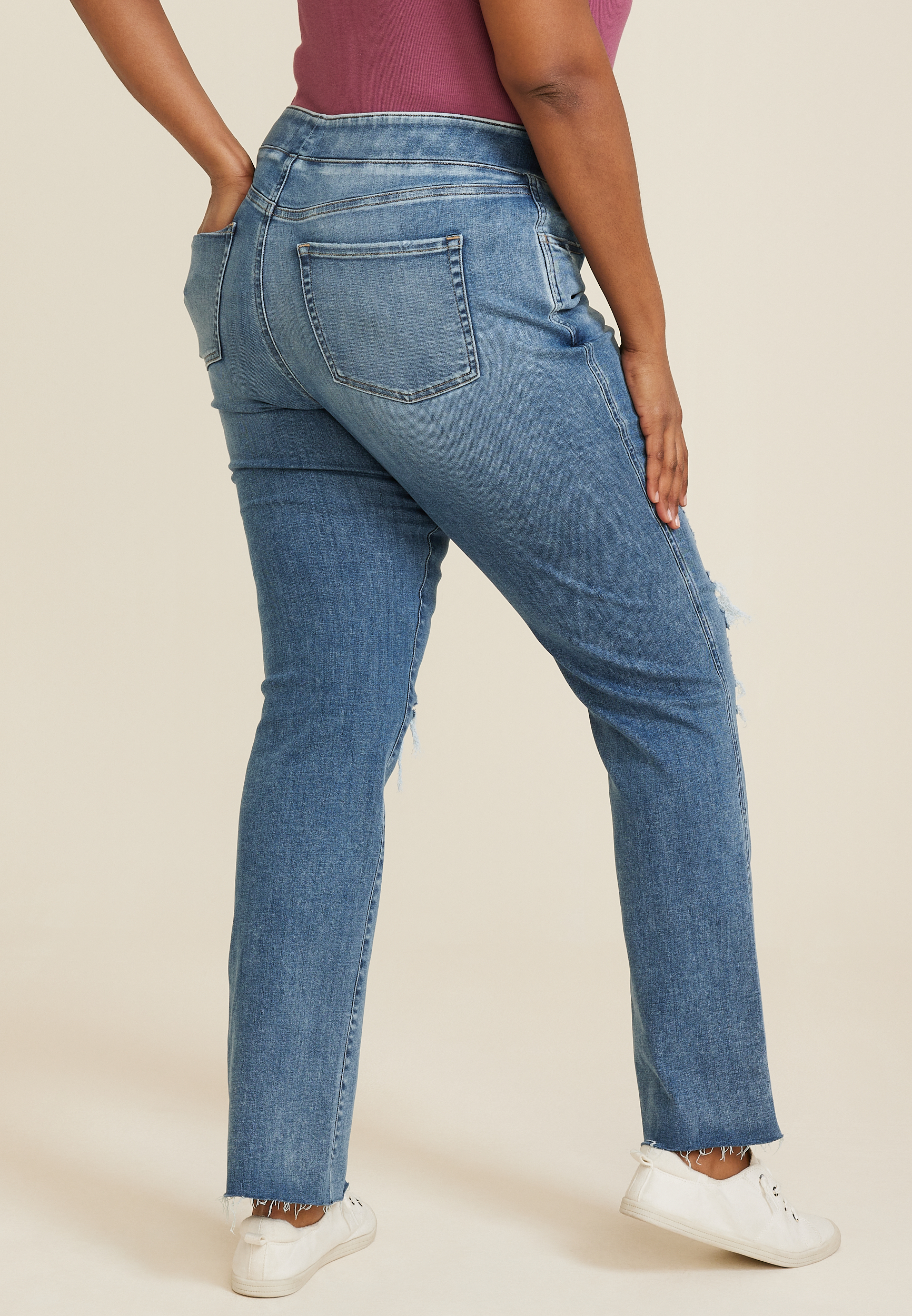 Plus Size m jeans by maurices&trade; Cool Comfort Crossover High Rise Ripped Slim Boot Jean, C3337, large