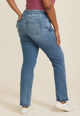 Plus Size m jeans by maurices&trade; Cool Comfort Crossover High Rise Ripped Slim Boot Jean, C3337, small