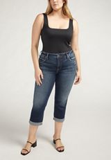Plus Size Silver Jeans Co.&reg; Suki Curvy Mid Rise Luxe Stretch Cropped Jean, DARK SANDBLAST, small