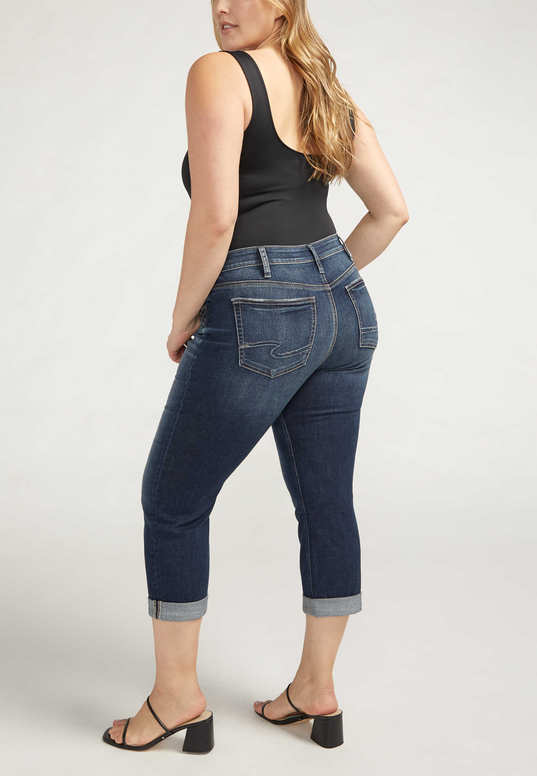 Plus Size Silver Jeans Co.&reg; Suki Curvy Mid Rise Luxe Stretch Cropped Jean, DARK SANDBLAST, large