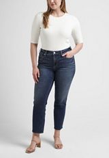 Plus Size Silver Jeans Co.&reg; Suki Curvy Mid Rise Luxe Stretch Straight Jean, DARK SANDBLAST, small