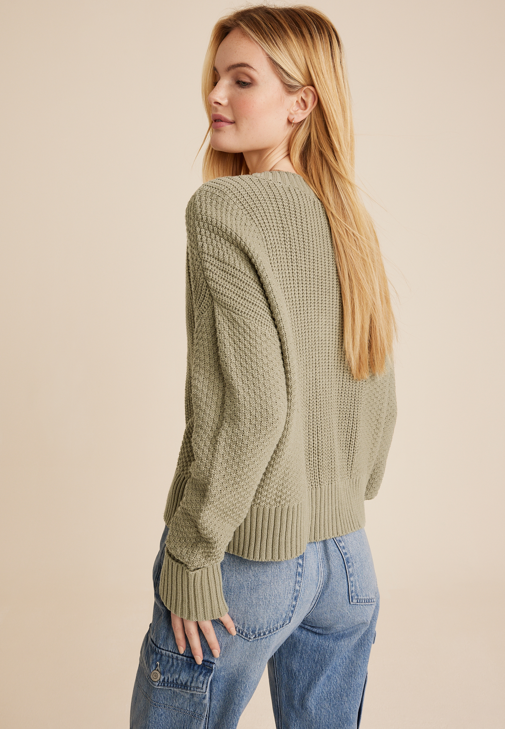 Solid Button Up Cardigan, OLIVE FOG, large