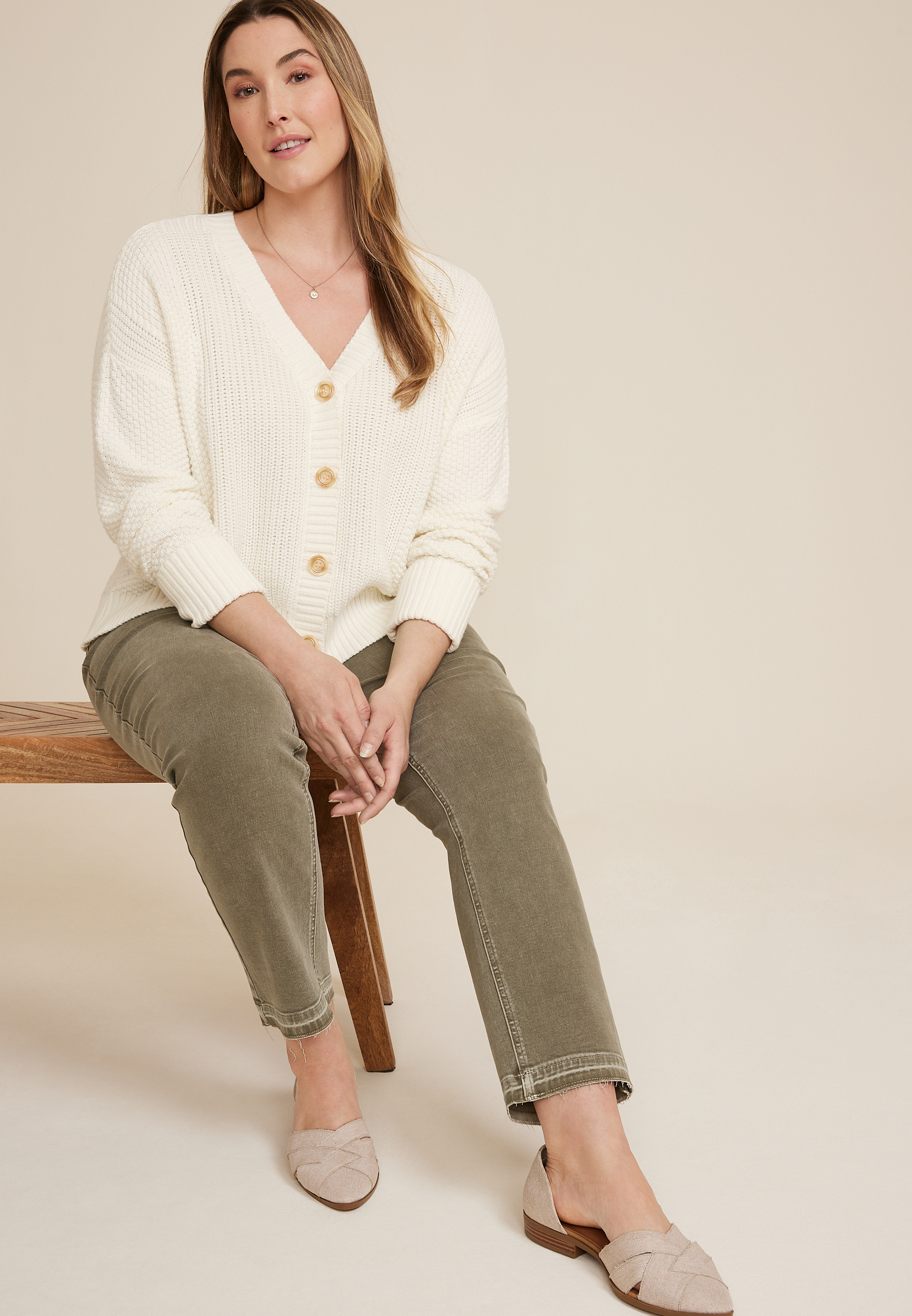 Plus Size Solid Button Up Cardigan, C9184, large