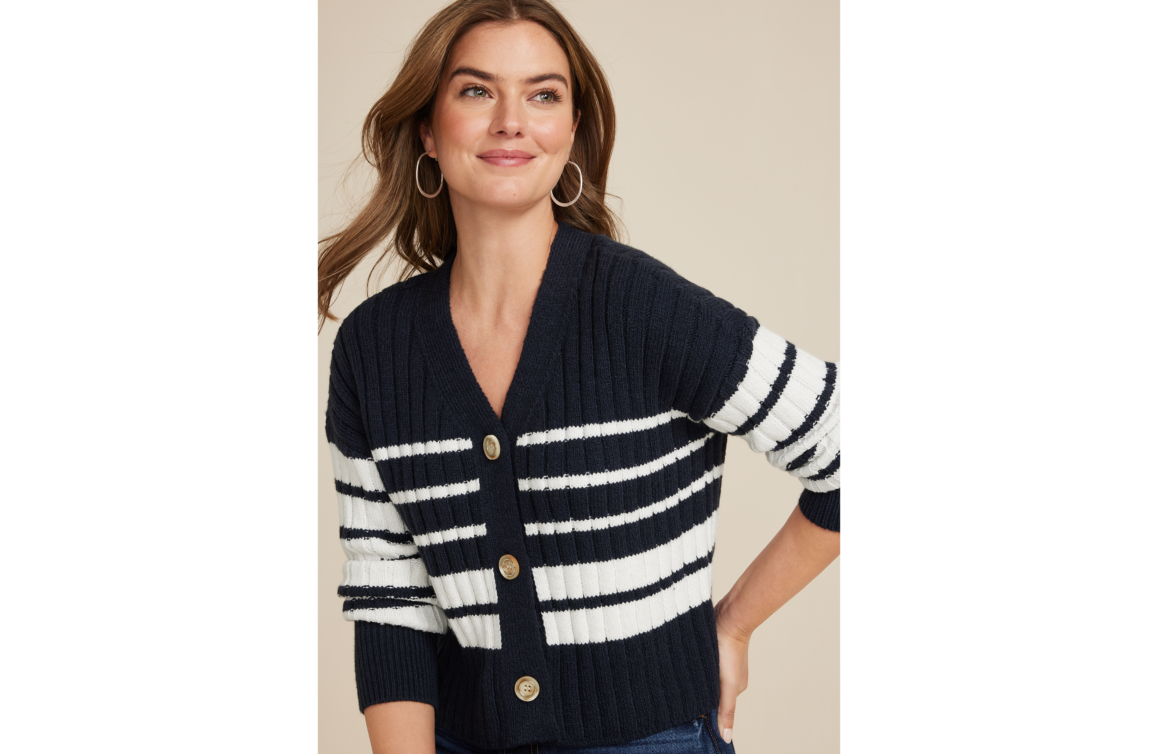 Striped Ribbed Cardigan
