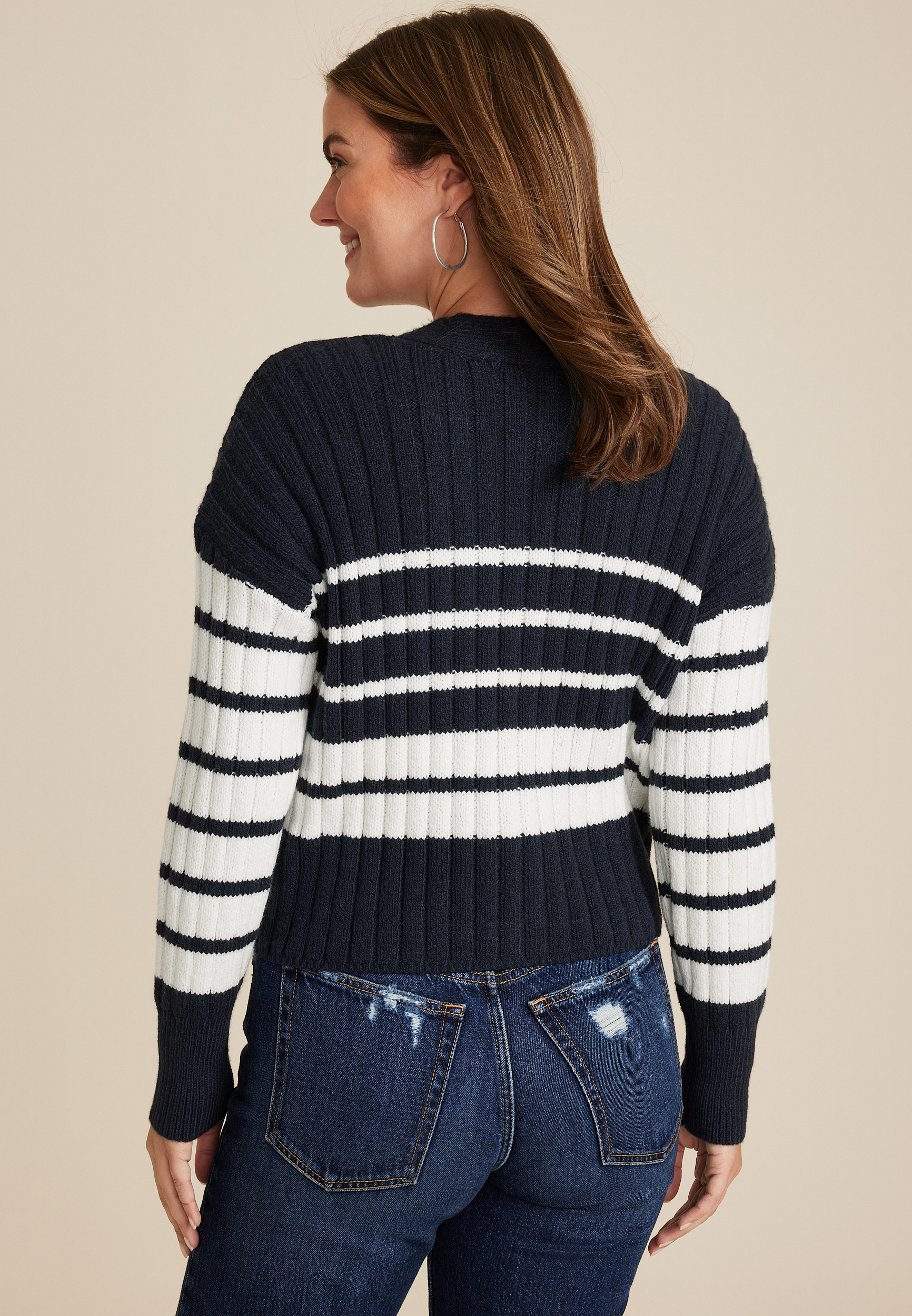 Striped Ribbed Cardigan
