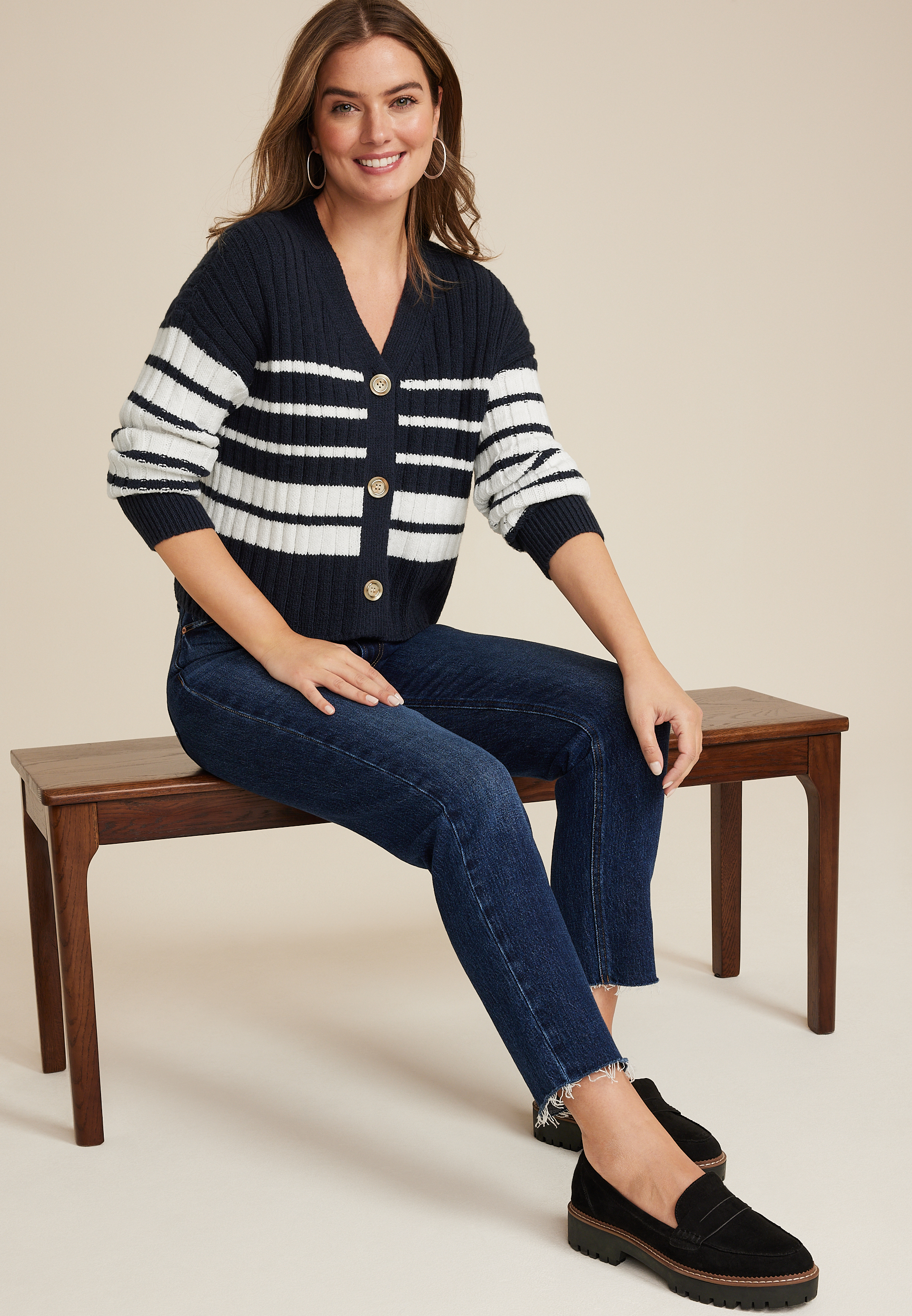 Striped Ribbed Cardigan