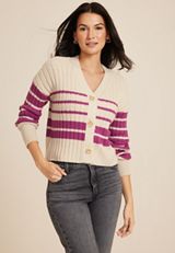 Striped Ribbed Cardigan, C5249, small