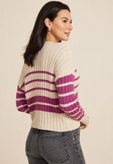 Striped Ribbed Cardigan, C5249, small