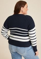 Plus Size Striped Ribbed Cardigan, C1943, small