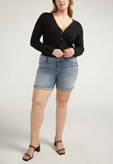 Plus Size Silver Jeans Co.&reg; Mid Rise Luxe Stretch Boyfriend 6in Short, C3337, small