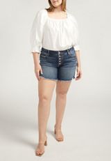 Plus Size Silver Jeans Co.&reg; Mid Rise Luxe Stretch Frayed Hem 6in Boyfriend Short, C258, small
