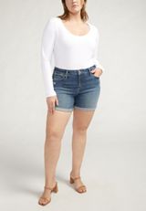 Plus Size Silver Jeans Co.&reg; Suki Curvy Mid Rise Rolled Hem 5in Short, MEDIUM SANDBLAST, small