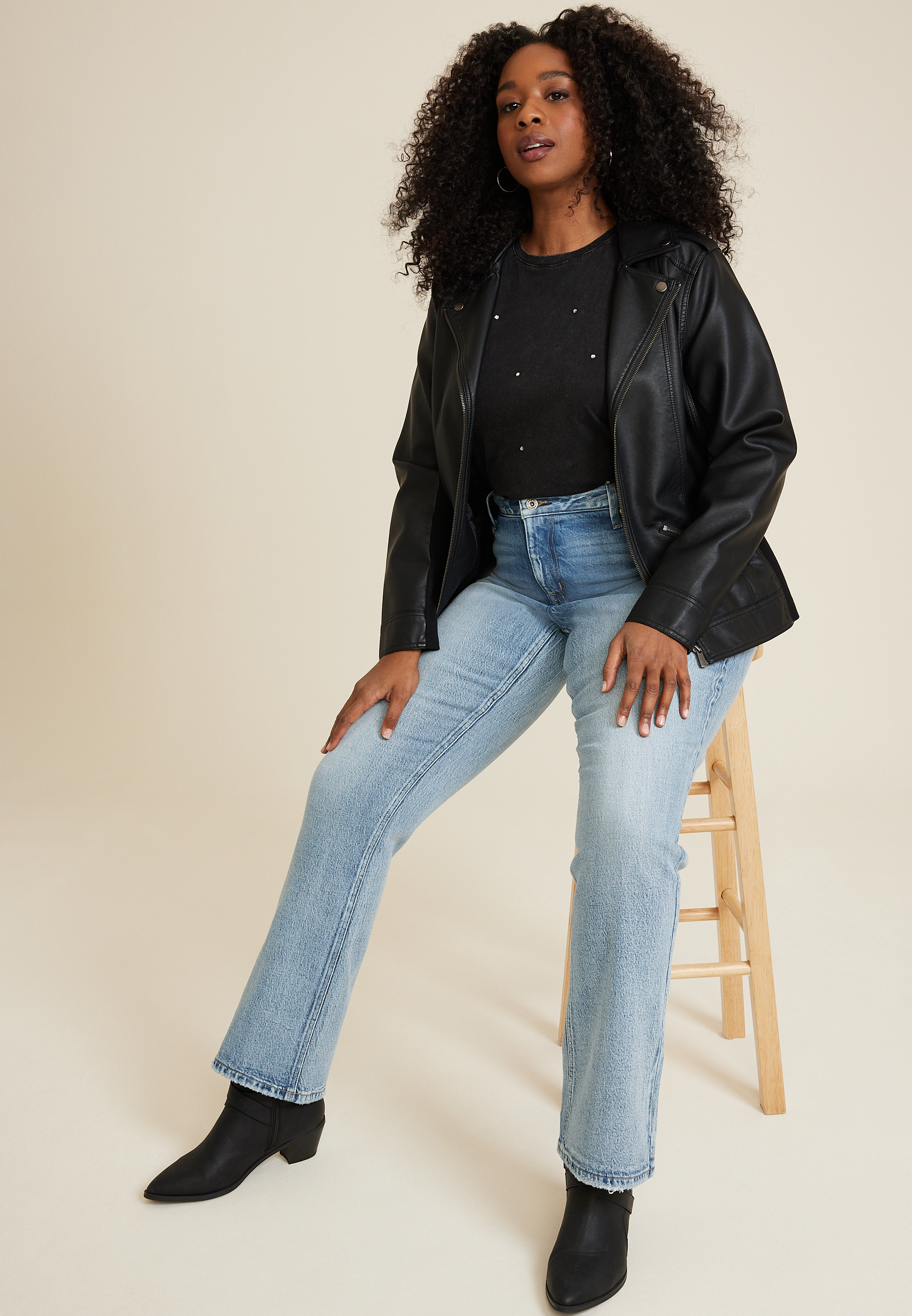 Plus Size edgely&trade; Loose Mid Rise Bootcut Jean, C3337, large