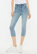 KanCan&trade; Light High Rise Side Seam Capri, MEDIUM SANDBLAST, small