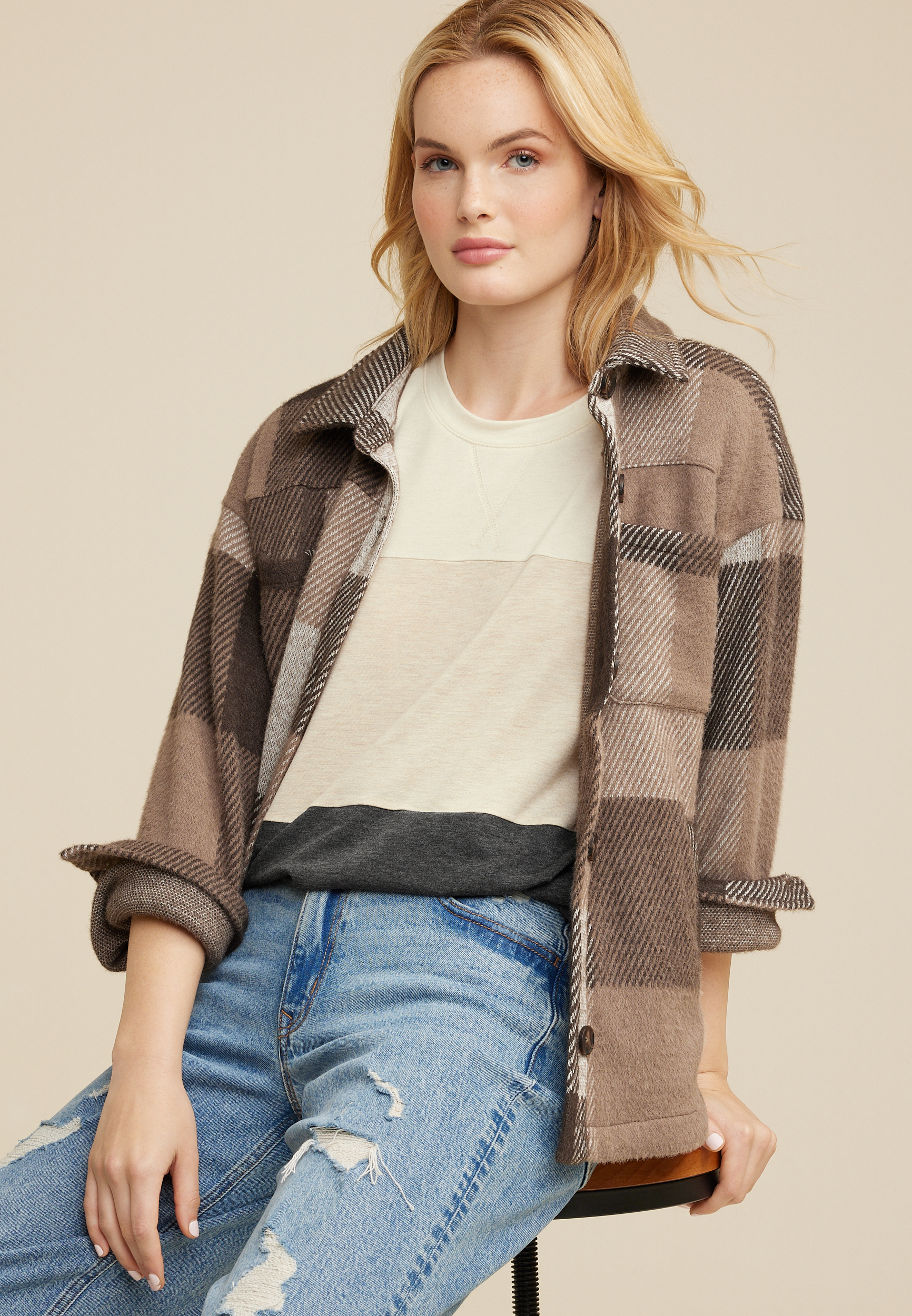 24/7 Clara Striped Long Sleeve Tee, C4813, large