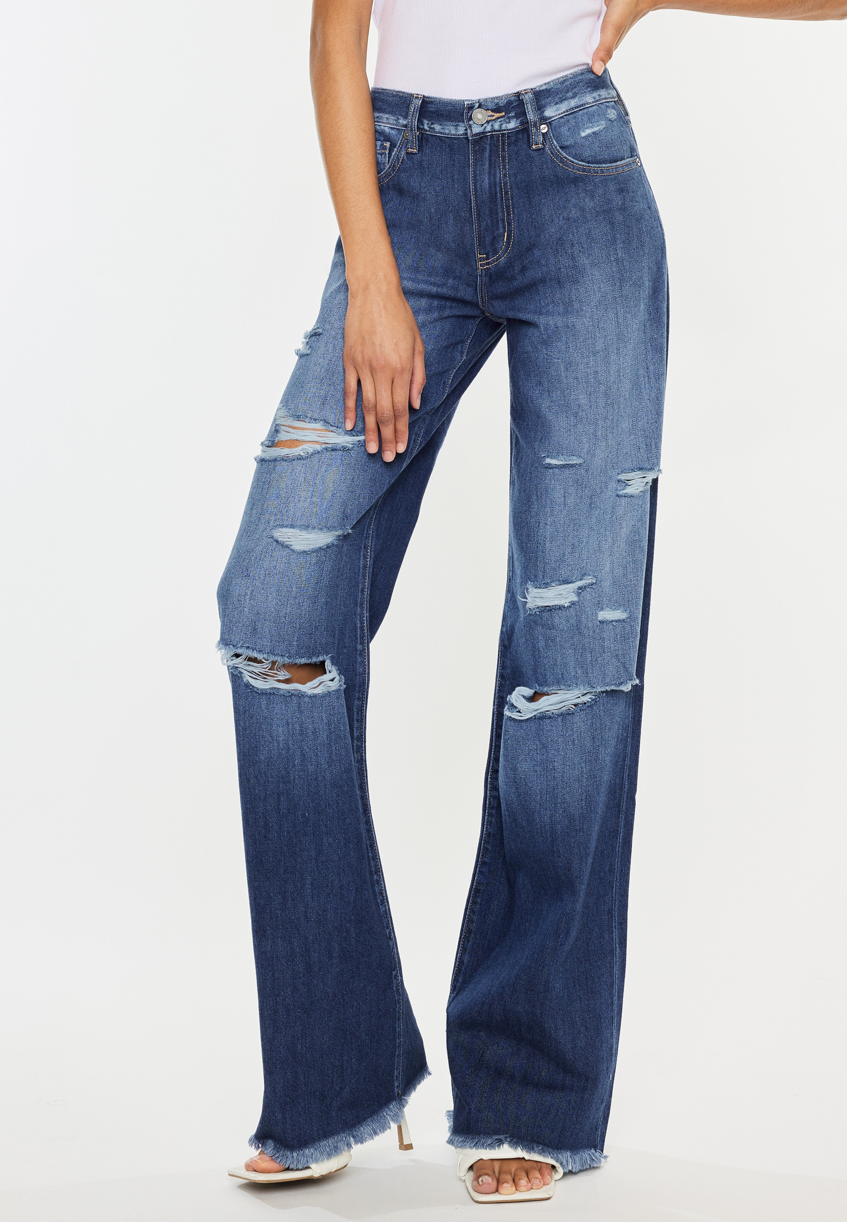 Metietila Women's Bell Bottom Jeans Ripped High Waisted Flare Jean Raw Hem  Skinny Denim Pants for Women : : Clothing, Shoes & Accessories
