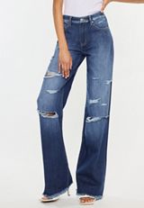 KanCan&trade; Dark Drape Ripped High Rise Wide Leg Jean, C258, small