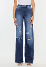 KanCan&trade; Dark Drape Ripped High Rise Wide Leg Jean, C258, small
