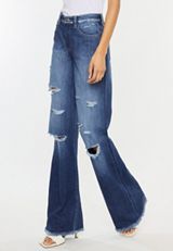 KanCan&trade; Dark Drape Ripped High Rise Wide Leg Jean, C258, small