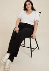 Plus Size Poplin Puff Sleeve Blouse, C4673, small