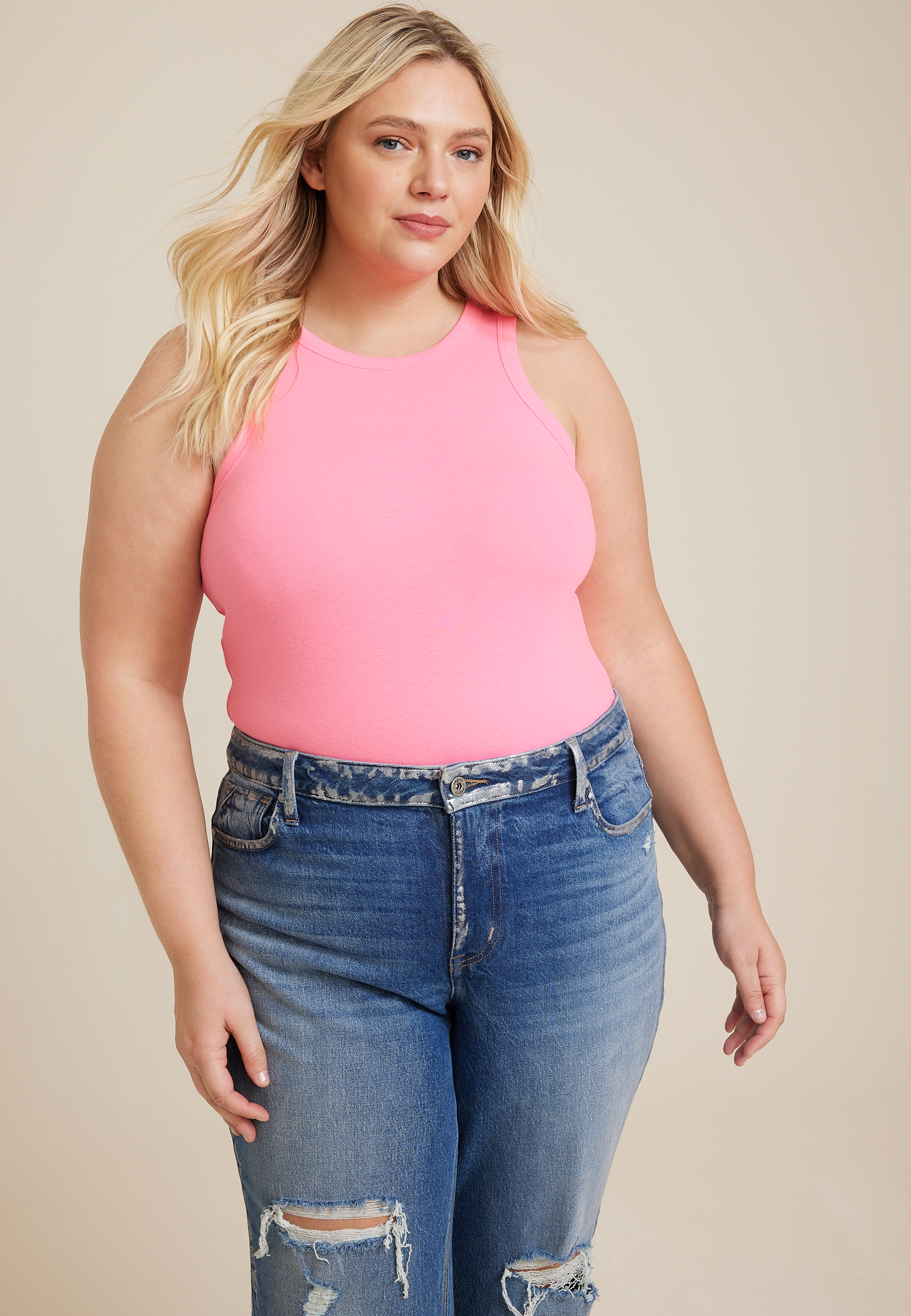 Plus size clearance pink tank top