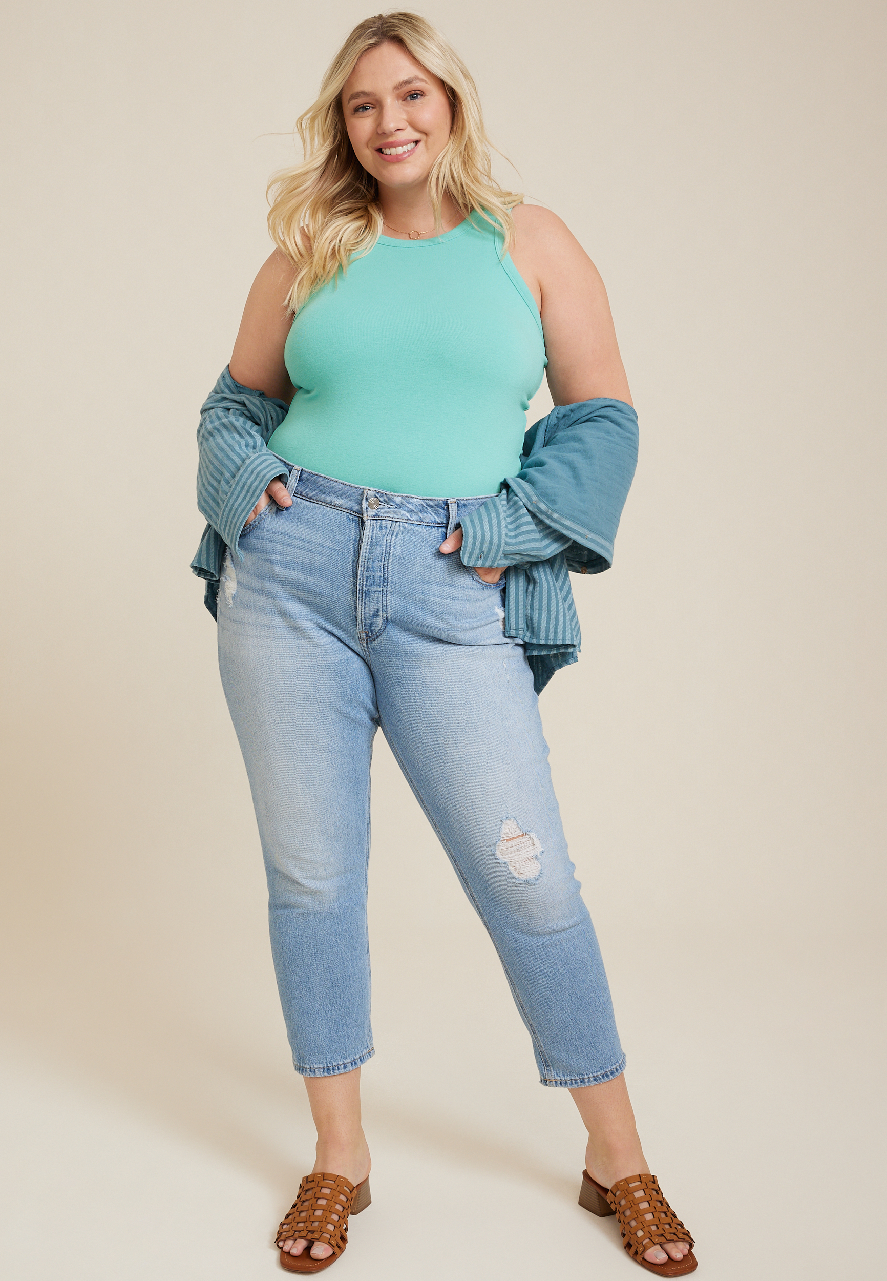 Plus Size Cutaway Racerback Tank Top, C4476, large