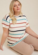 Plus Size 24/7 Dawson Striped Crew Neck Tee, MULTI, small