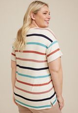 Plus Size 24/7 Dawson Striped Crew Neck Tee, MULTI, small