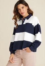 Collared Rugby Striped Henley Tee, C1943, small
