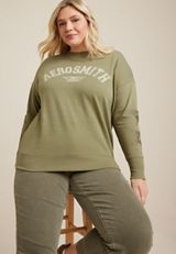 Plus Size Aerosmith Sweatshirt, OLIVE FOG, small