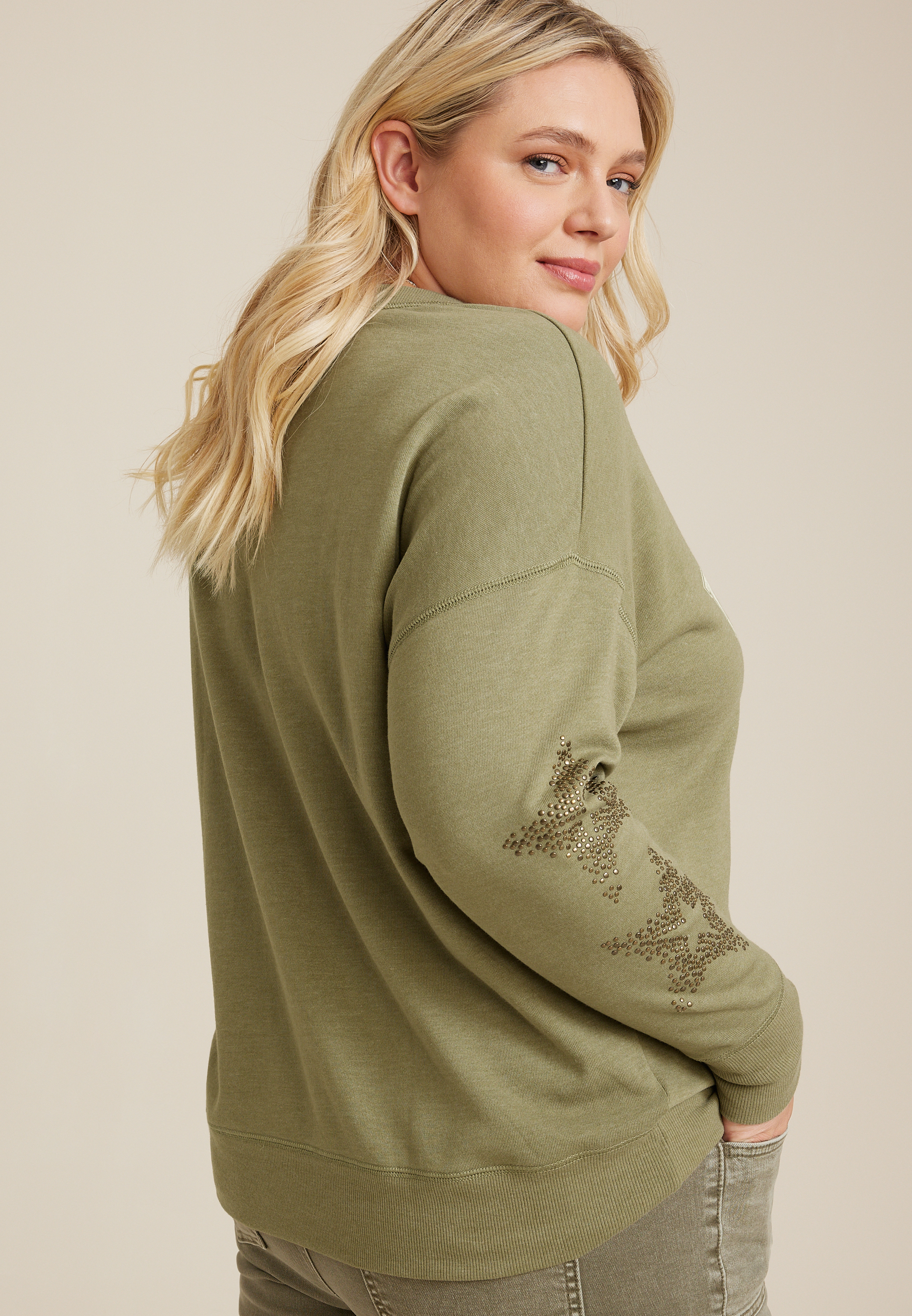 Plus Size Aerosmith Sweatshirt, OLIVE FOG, large