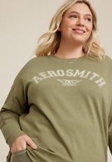 Plus Size Aerosmith Sweatshirt, OLIVE FOG, small
