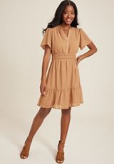 Textured Notch Front Dress, C4750, small
