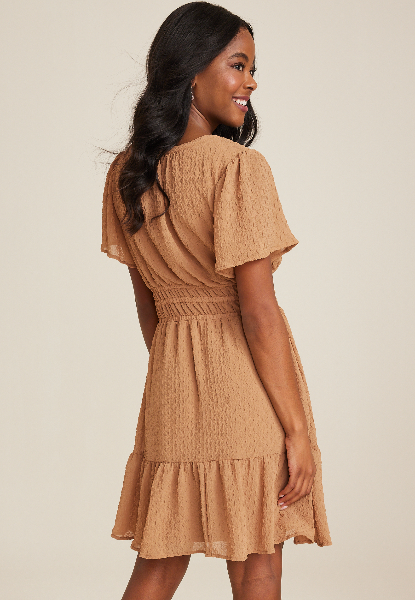 Textured Notch Front Dress, C4750, large
