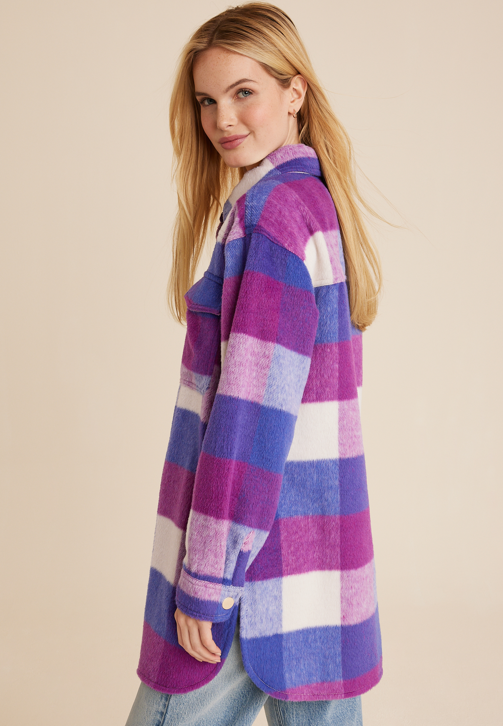 Plaid Paris Shacket, MULTI, large