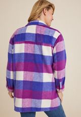 Plus Size Plaid Paris Shacket, MULTI, small