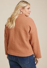 Plus Size Floral Quilted Bomber Jacket, C6186, small