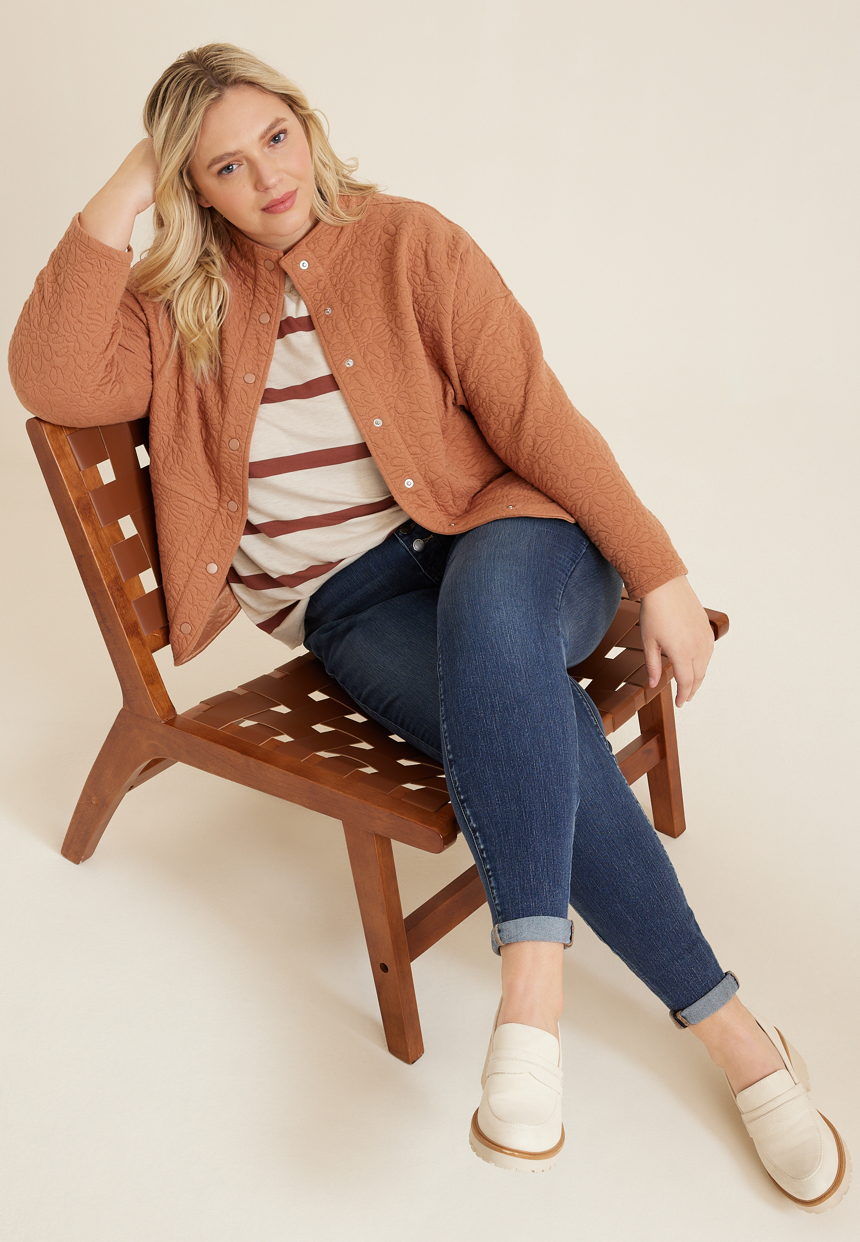 Plus Size Floral Quilted Bomber Jacket, C6186, large