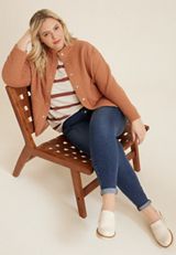 Plus Size Floral Quilted Bomber Jacket, C6186, small