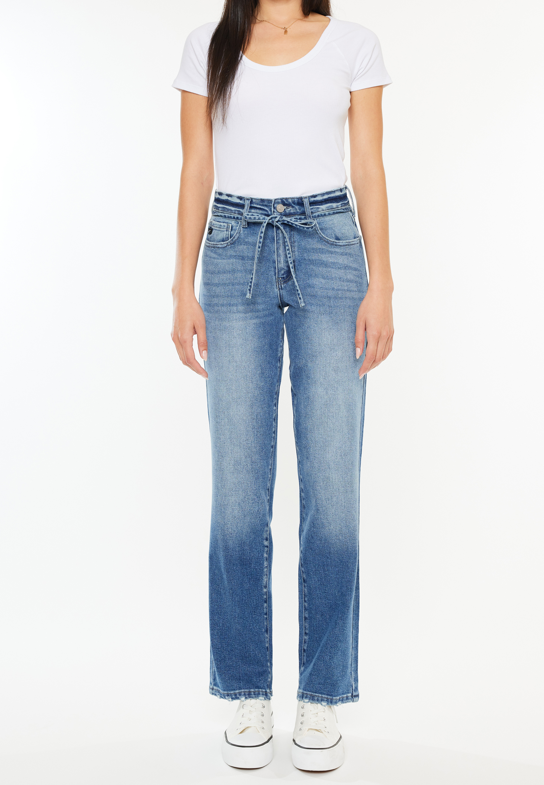 KanCan&trade; Tie Waist Straight Leg Jeans, C3337, large