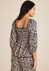 Floral Sweetheart Peplum Blouse, BLUE JASMINE COMBO, small