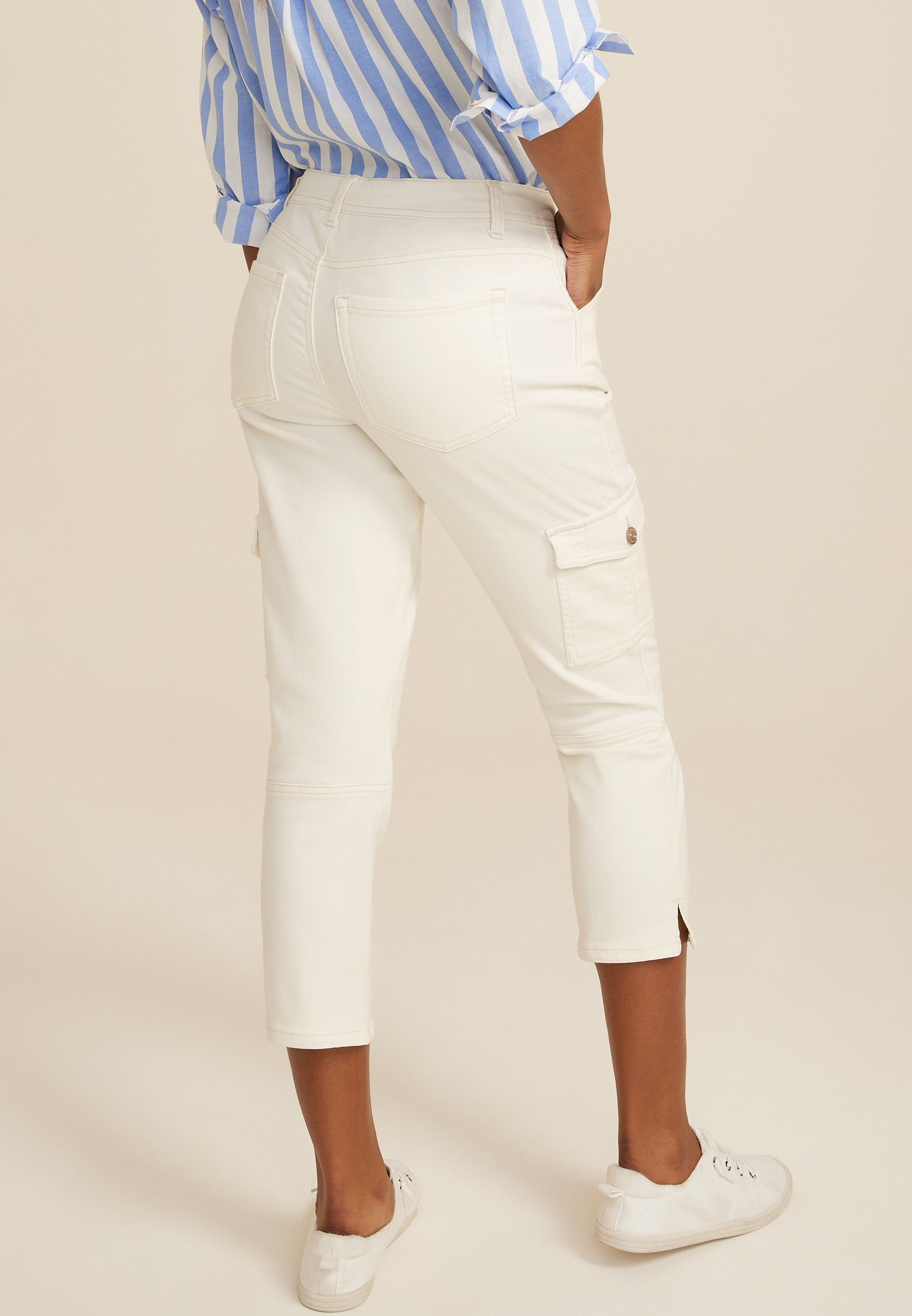 m jeans by maurices&trade; Straight High Rise Cargo Cropped Jean, C1212, large