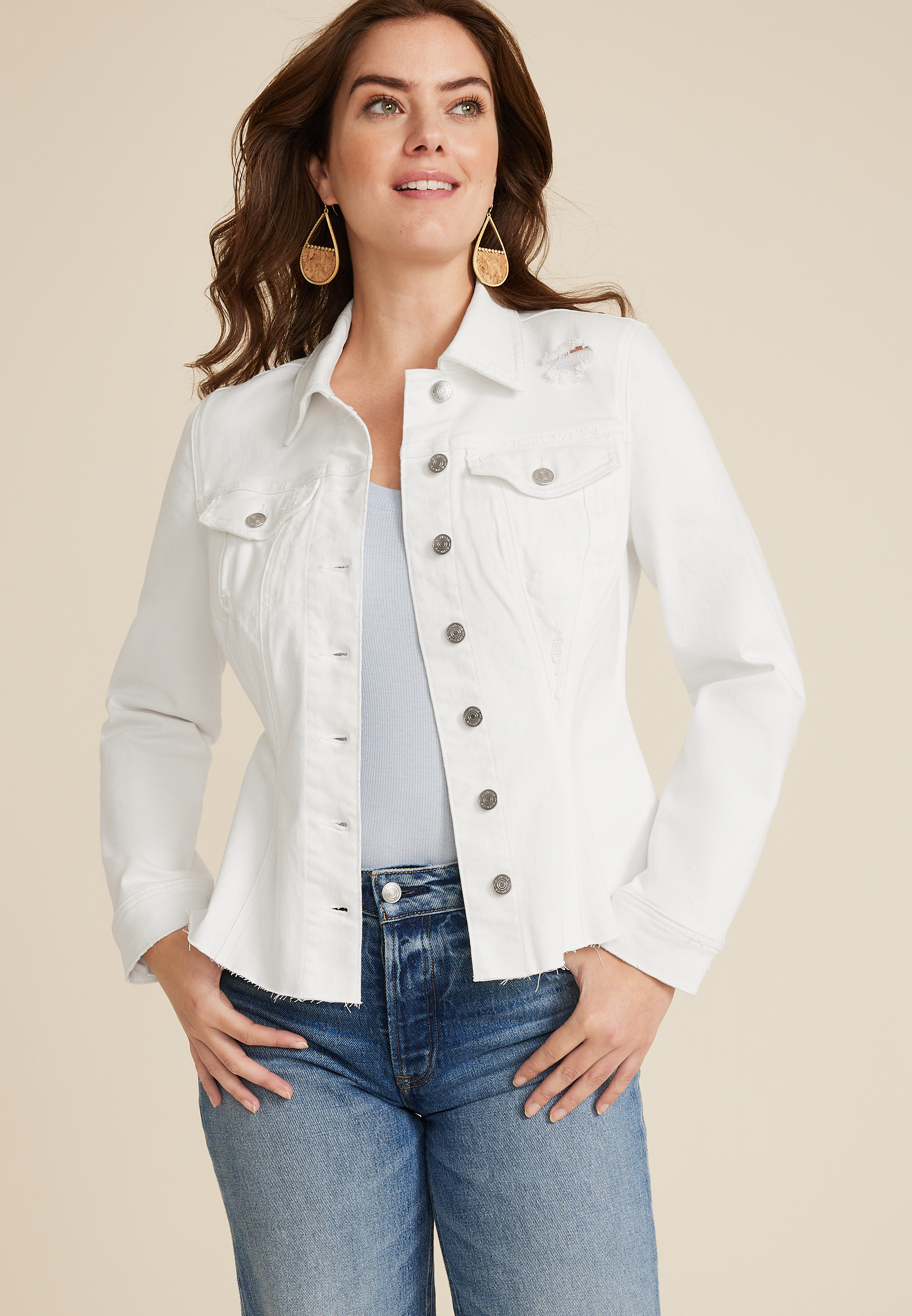 White Cinched Denim Jacket