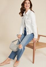 White Cinched Denim Jacket, C223, small