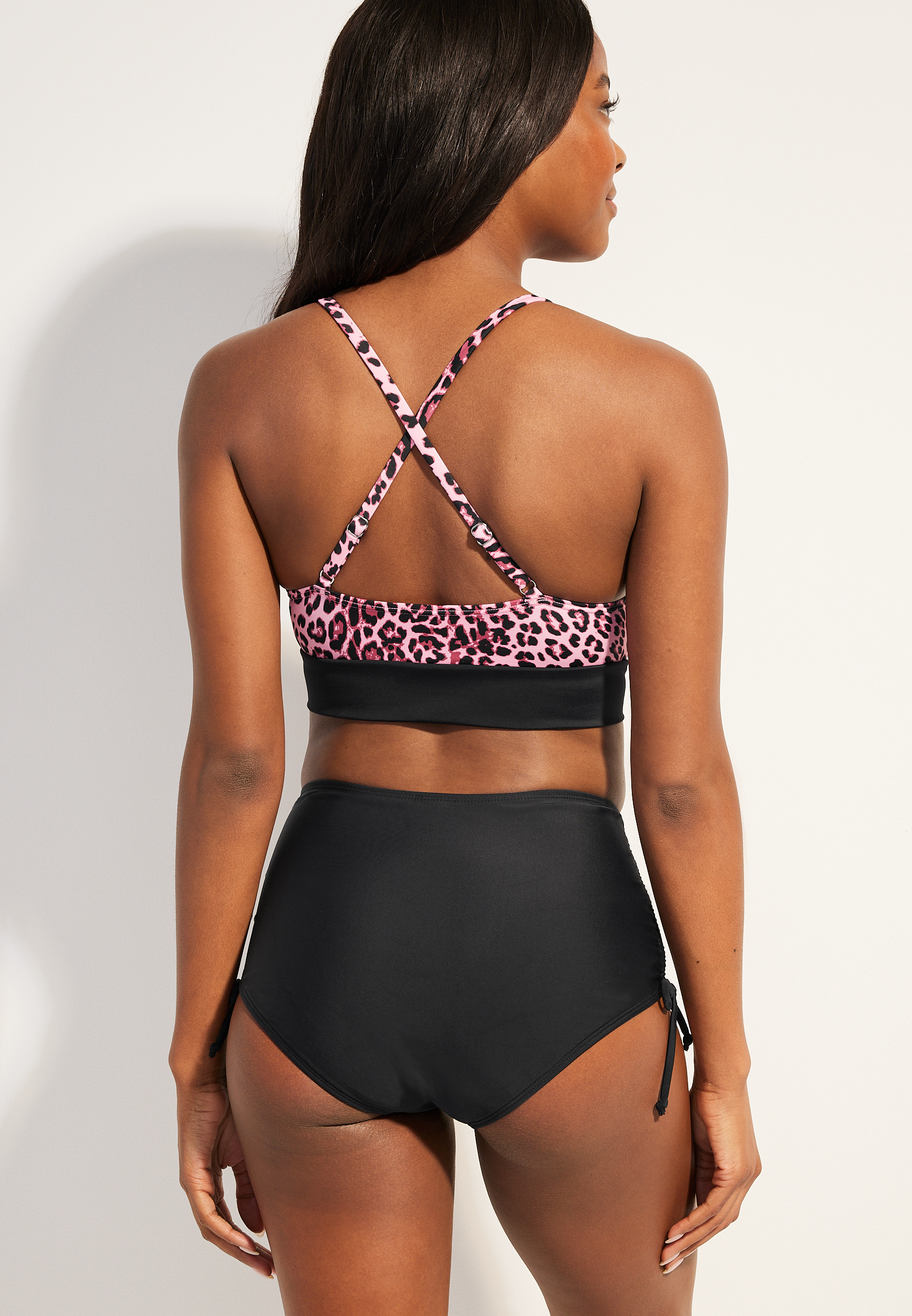 Shirred Side High Waisted Bikini Bottom, C106, large