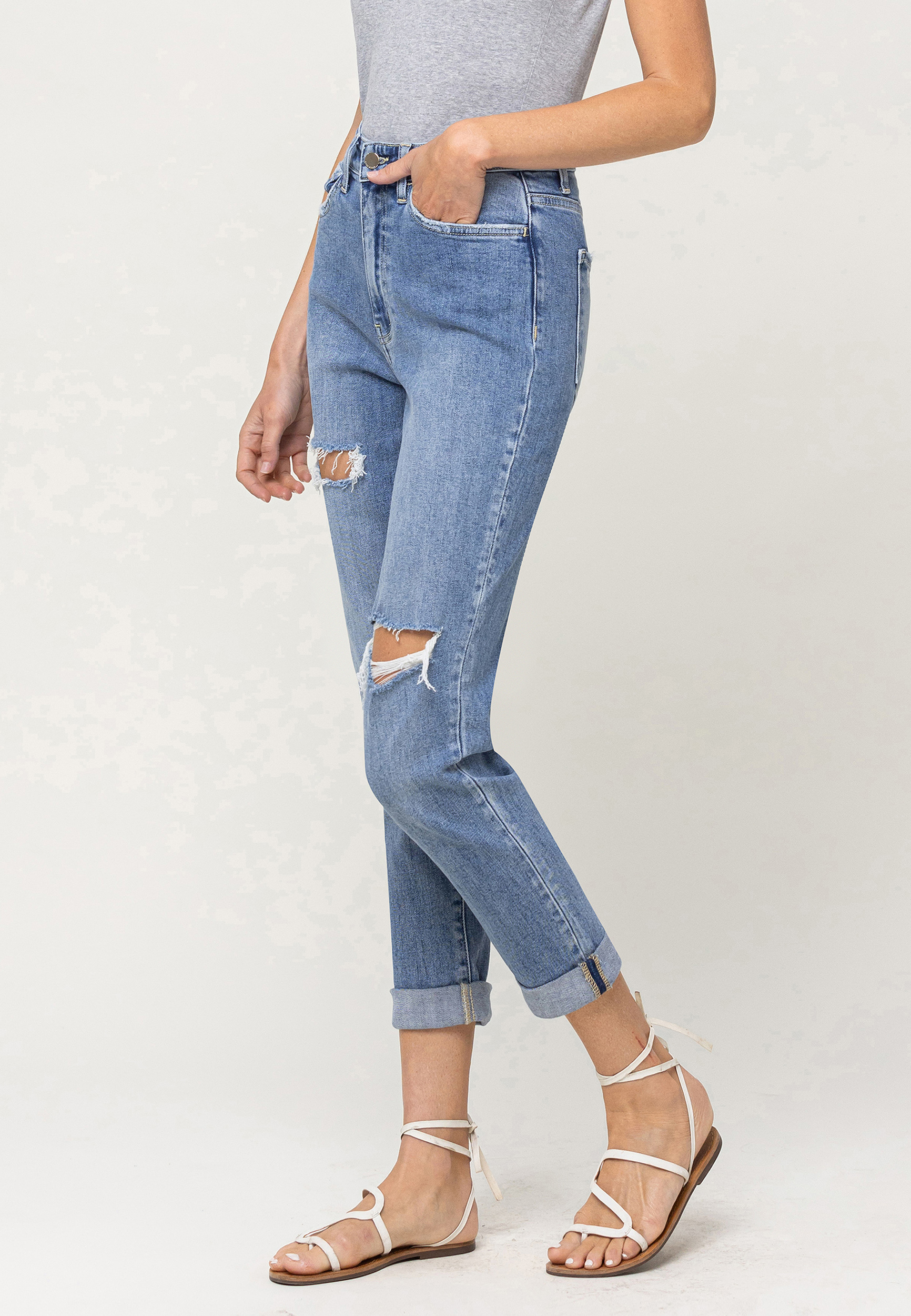 Flying Monkey&trade; High Rise Ripped Mom Jean, C3337, large